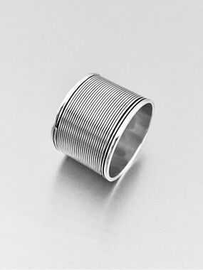 Sterling Silver Wire Wrap Band Ring, Statement Boho Jewelry, Silver Rings